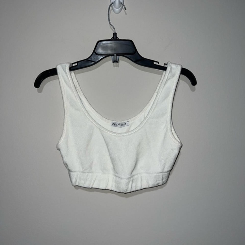White after pool tank top cropped Zara Medium